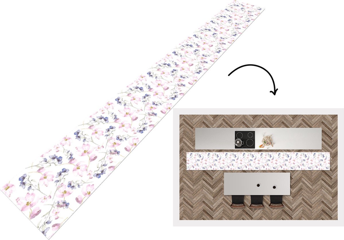 KitchenYeah Keukenloper - Keukenmat - Bloemen - Waterverf - Bohemian - Patroon - Keuken vloerkleed multicolor, foto 2