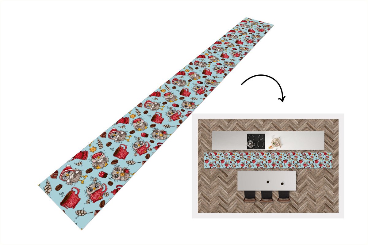 KitchenYeah Keukenloper - Keukenmat - Patronen - Uil - Ontbijt - Keuken vloerkleed multicolor, foto 3
