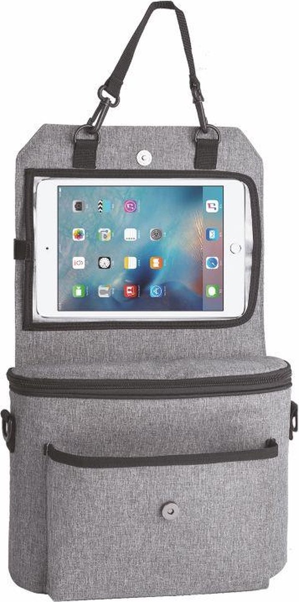 Universele autostoel organizer grijs / luiertas met tablet houder Universele autostoel organizer grijs / luiertas met tablet houder
