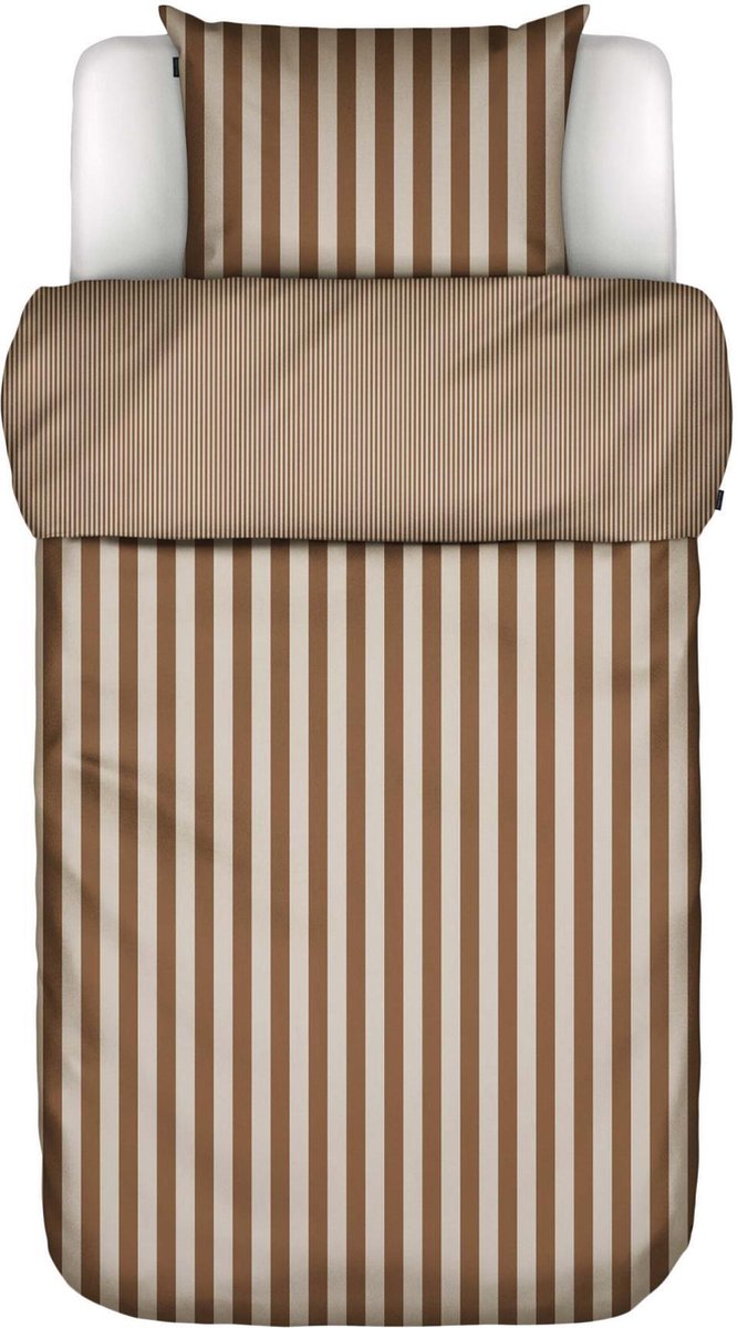MARC O'POLO Classic Stripe Dekbedovertrek Toffee brown - Lits-Jumeaux XL – 260x200/220 cm