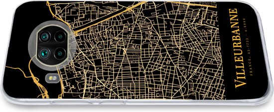 Telefoonhoesje Geschikt voor Xiaomi Mi 10T Lite 5G hoesje - Villeurbanne - Kaart - Goud - Siliconen Telefoonhoesje Telefoonhoesje