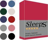 Sleeps Jersey Hoeslaken - Fuchsia Tweepersoons 140x200 cm - 100% Katoen - Hoge Hoek - Heerlijk Zacht Gebreid - - Strijkvrij - Rondom elastiek - Stretch -