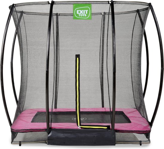 EXIT Silhouette inground trampoline rechthoek 153x214cm met veiligheidsnet- roze