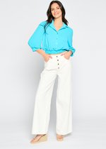 LOLALIZA Korte blouse - Turquoise - Maat 38