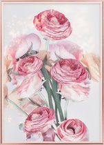 Poster Met Metaal Rose Lijst - Pastel Boterbloemen Poster