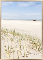 Poster Met Metaal Gouden Lijst - Zand Grassen Poster