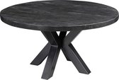 Mangohouten Salontafel Glendale Black 90 cm Mahom Industrieel - Kleine tafel van Mangohout & Metaal - Industriële Huiskamertafel