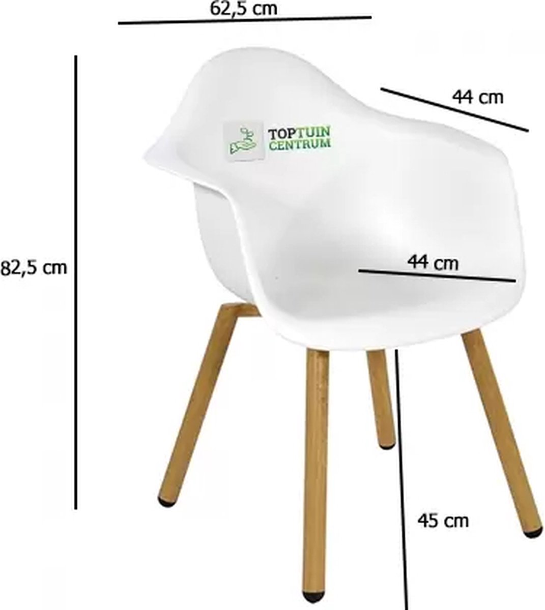 Lesli Living Chaise bistro Montreux - Blanc - 62,5x44x82,5cm - Set de 4