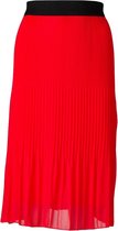 Dames plisse rok uni met elastische brede tailleband - koraal - kort | Maat XL-3XL