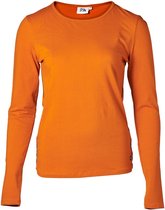 Dames shirt basic curry met /marine accenten lange mouw | Maat L