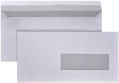 DULA - Enveloppes EA5/6 - 110 x 220 mm - 100 Pièces - Autocollant avec bande adhésive - Avec fenêtre à droite - 80 grammes