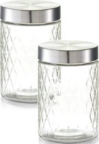 2x bocaux en Verres / bocaux de 1200 ml vérifiés 11 x 17 cm - Zeller - Ustensiles de cuisine - bocaux de stockage / pots de stockage - stockage / stockage des Consservation alimentaire