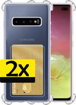 Samsung S10 Hoesje Met Pasjeshouder - Samsung Galaxy S10 Pasjeshouder Card Case Transparant - Samsung S10 Shock Case Pashouder Transparant - 2 Stuks