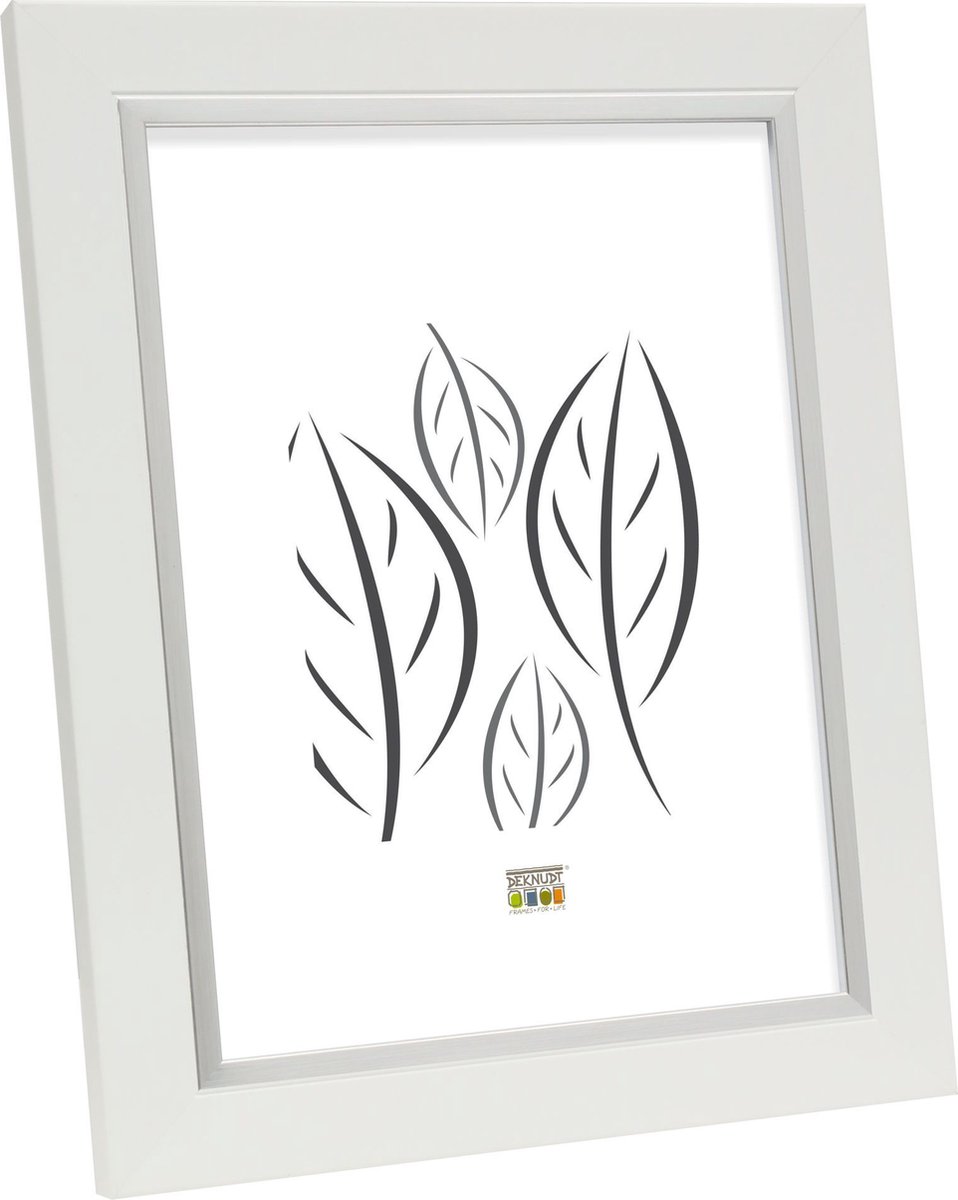 Deknudt Frames fotolijst S45VK1 - wit met zilverbies - foto 18x24 cm