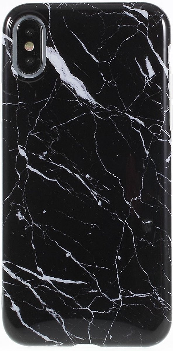 Peachy Marmer hoesje TPU marble case iPhone X XS - Zwart