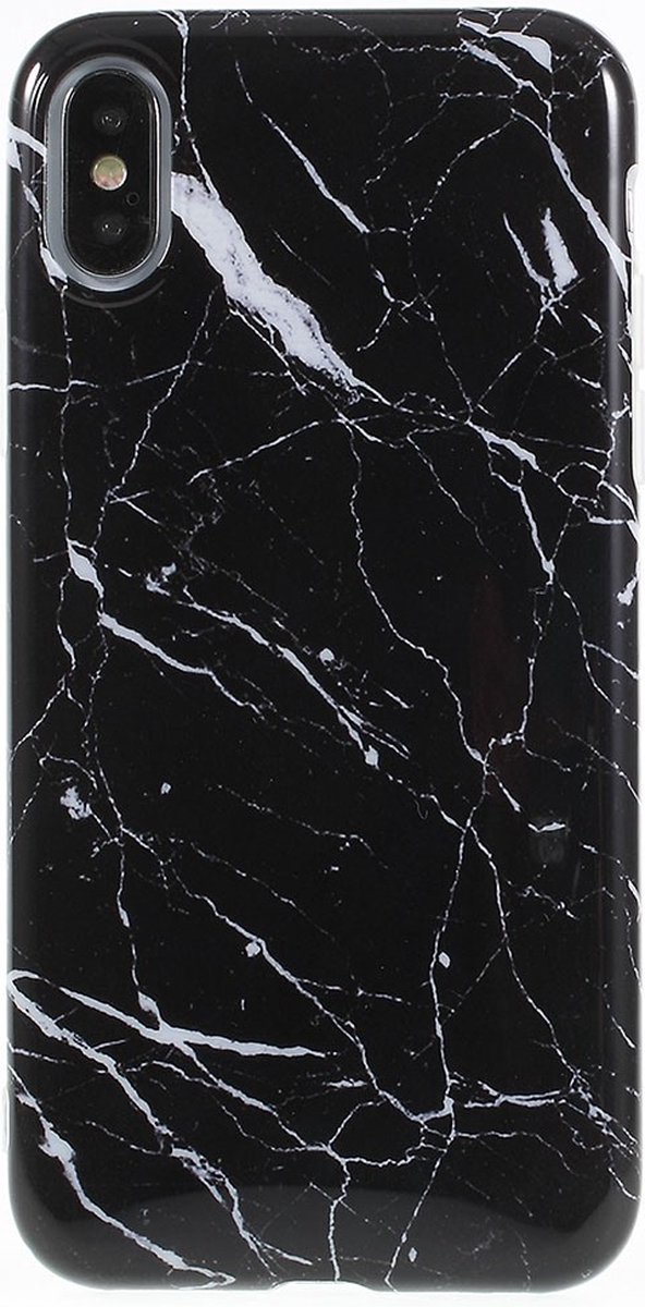 Peachy Marmer hoesje TPU marble case geschikt voor iPhone X XS - Zwart