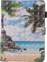 Peachy Strand tropisch eiland flipcase leder hoes iPad mini 1 2 3 4 5 - Blauw Groen