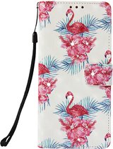 Peachy Flamingo Wallet iPhone XR Kunstleer TPU Case - Bloemen