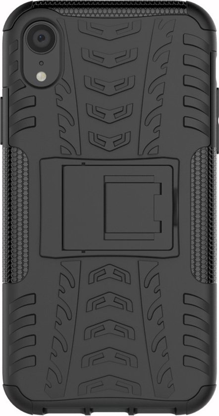 Coque iPhone XR Peachy Shockproof Car Tire Case avec support - Zwart