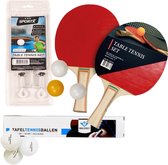 Tafeltennis of ping pong spelen setje van 2 batjes en 9x tafeltennisballetjes en een tafel netje