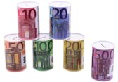 Spaarpot 500 euro biljet - 8 x 15 cm - Blikken/metalen spaarpot met euro biljet - 1 stuk