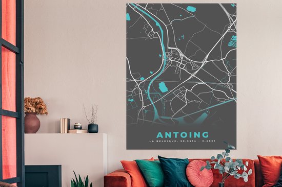 Affiche België – Antoing – City Map – Map – Blauw – Map - 120x180 cm XXL