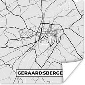 Poster Stadskaart – Plattegrond – België – Zwart Wit – Geraardsbergen – Kaart - 50x50 cm