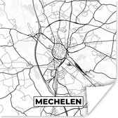 Poster België – Mechelen – Stadskaart – Kaart – Zwart Wit – Plattegrond - 100x100 cm XXL