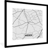 Cadre photo avec affiche Zwart Wit- België - Messines - Plan de la ville - Carte - Zwart Wit - Carte - 40x40 cm - Cadre pour affiche