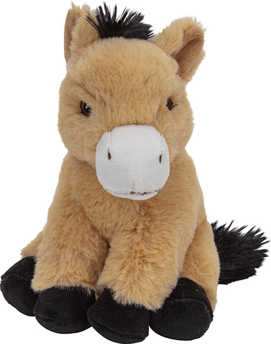 Nature Planet Pluche dier knuffel Paard - lichtbruin - 17 cm - Knuffeldieren speelgoed - Boerderij