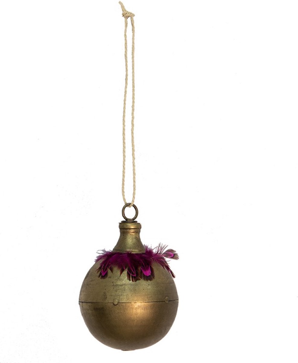 Kerstbal Ø 10*14 cm Goudkleurig Metaal Rond Kerstboomversiering Kerstversiering Kerstdecoratie