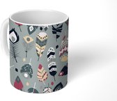 Mok - Koffiemok - Veer - Patronen - Pastel - Mokken - 350 ML - Beker - Koffiemokken - Theemok