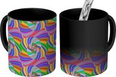 Magische Mok - Foto op Warmte Mokken - Koffiemok - Patronen - Regenboog - Abstract - Magic Mok - Beker - 350 ML - Theemok