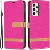 Denim Book Case - Samsung Galaxy A53 Hoesje - Roze