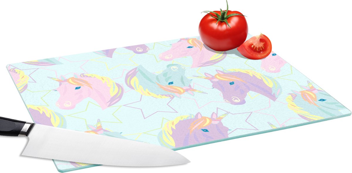 Glazen Snijplank - 39x28 - Unicorn - Sterren - Patronen - Snijplanken Glas
