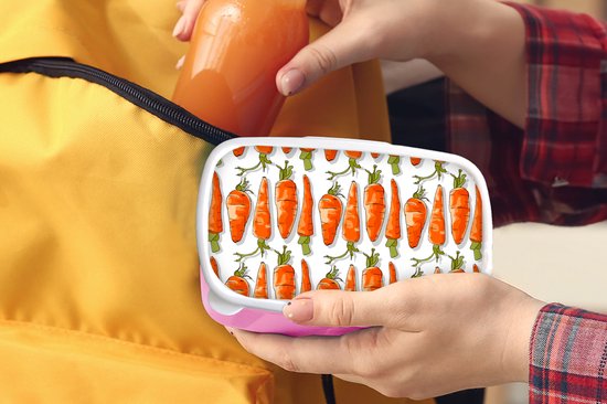 Breadbox Rose - Lunchbox - Breadbox - Carotte - Légumes - Motifs - 18x12x6 cm - Enfants - Fille
