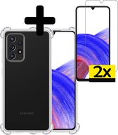 Hoesje Geschikt voor Samsung A33 Hoesje Shockproof Case Siliconen Met 2x Screenprotector - Hoes Geschikt voor Samsung Galaxy A33 Hoes Cover Siliconen - Transparant