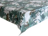 Tafelzeil/tafelkleed jungle print met bladeren en dieren 140 x 180 cm - Tuintafelkleed