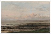 Strand bij eb, Charles-François Daubigny - Foto op Akoestisch paneel - 90 x 60 cm