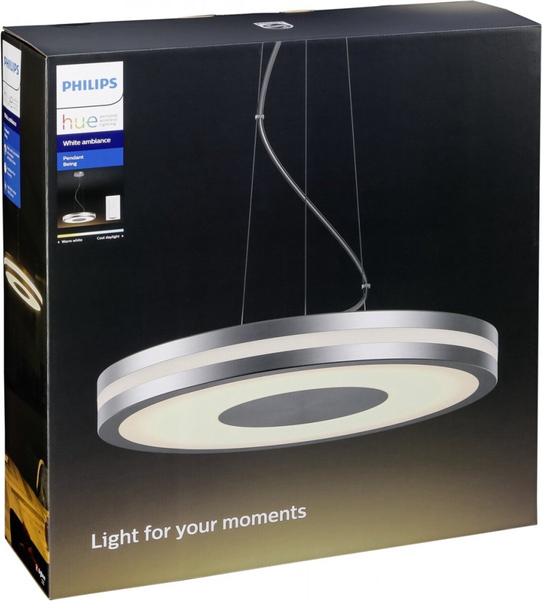 Zichtbaar Onaangenaam spreker Philips Hue Being hanglamp - warm tot koelwit licht - aluminium - 1 dimmer  switch | bol.com