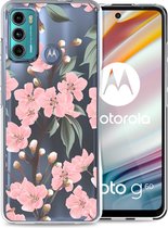 iMoshion Hoesje Geschikt voor Motorola Moto G60 Hoesje Siliconen - iMoshion Design hoesje - Roze / Cherry Blossom