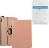 Case2go - Tablet hoes geschikt voor iPad 10.2 inch 2019 / 2020 / 2021 - Draaibare Book Case + Screenprotector - Rose-Goud