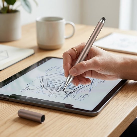 Wit zwart roségoud touchscreen pen stylus pen set 3 stuks dames heren met dubbele punt en rubber tip voor smartphone en tablet — afbeelding 5