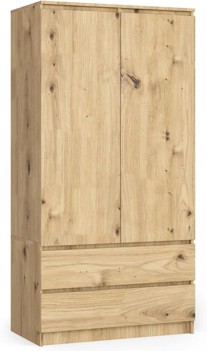 Kledingkast met deuren - Opbergkast Slaapkamer - Kleding Opbergen - Met kledingroede en la