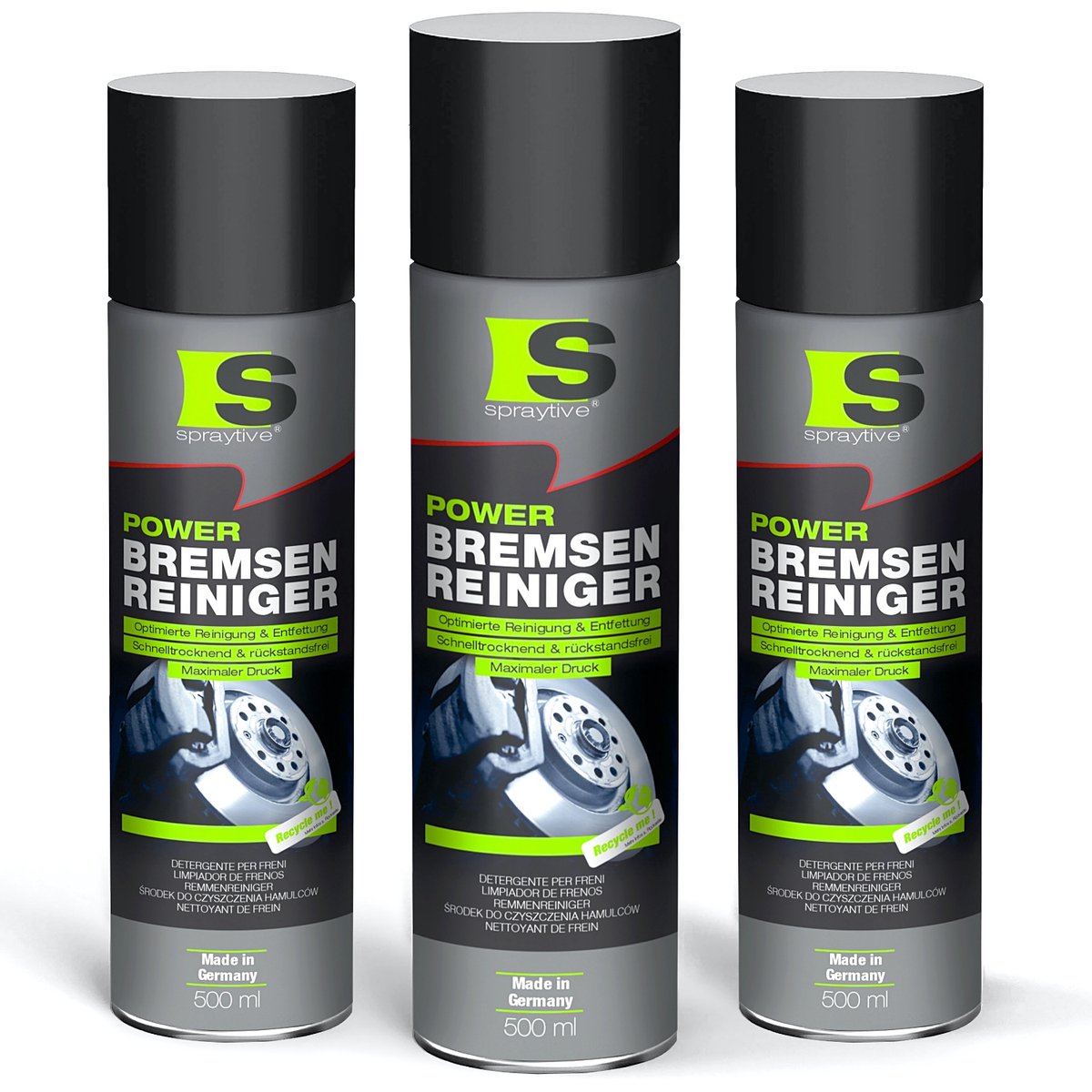 Spraytive 3x 500ml remreiniger ontvetter spray verwijdert olie vet en vuil sneldrogend residuvrij voor remmen en motor