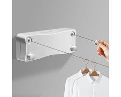 Intrekbare waslijn voor binnen en buiten - multifunctioneel - 1 stuk - wit