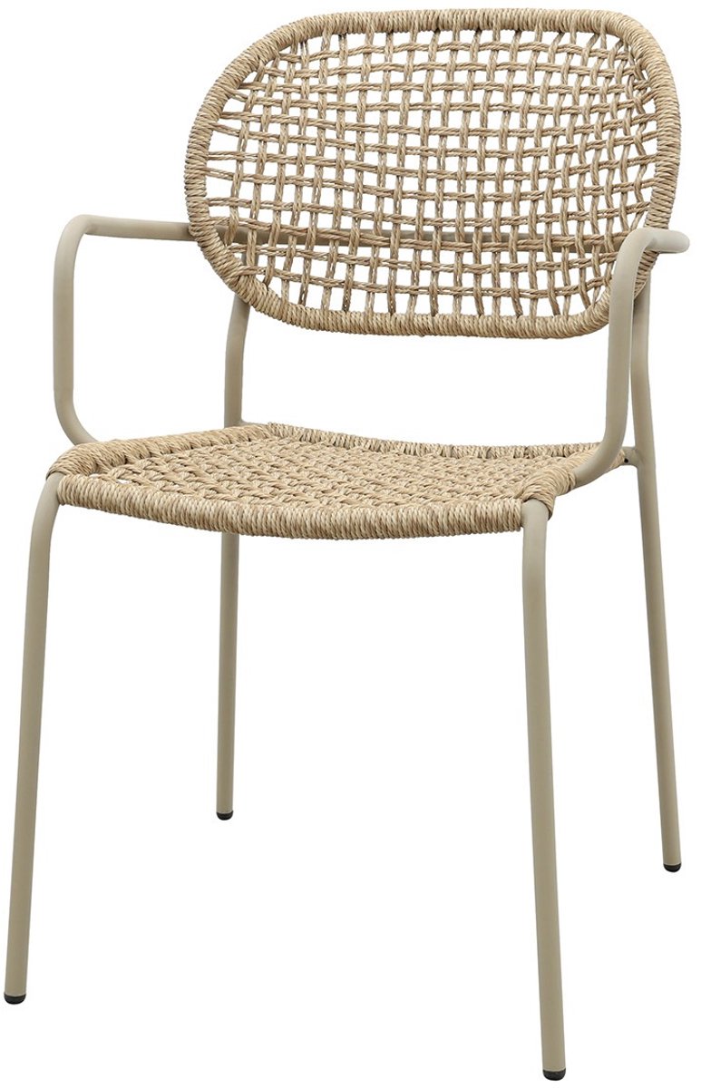 Noa stapelbare naturel wicker dining tuinstoel - Latte