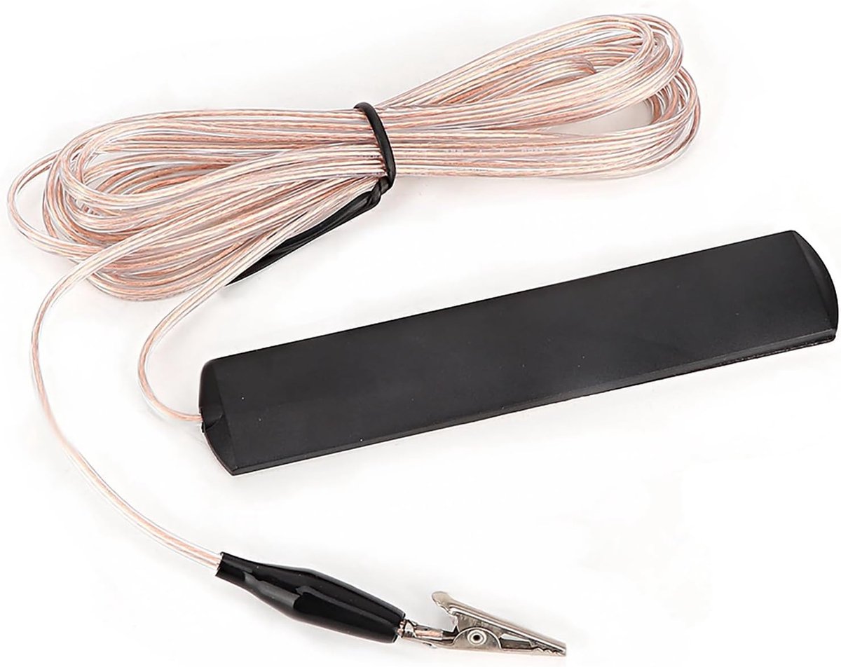 Radio Antenne - FM Ontvanger - Binnen Gebruik - 3.2 Meter Koperdraad - 13x8x2 cm - Zwart