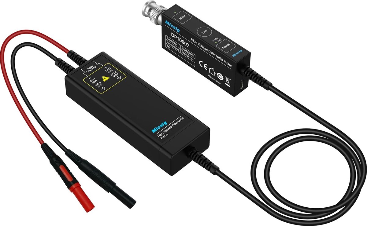 Differentiële Probe - Oscilloscoop Accessoire - Hoge Spanning Meten - 100MHz Bandbreedte - 700V Max - Zwart