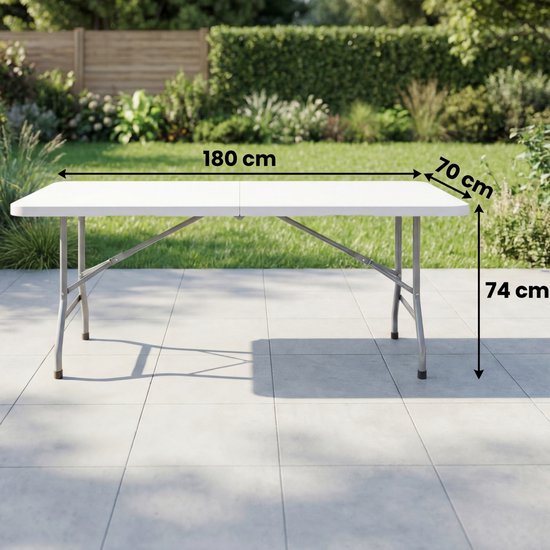 Outbee Inklapbare tafel - Camping tafel - Klaptafel - Vouwtafel - Opvouwbare tafel - Weerbestendig - 180x70x74 cm - Wit van Merkloos — afbeelding 5